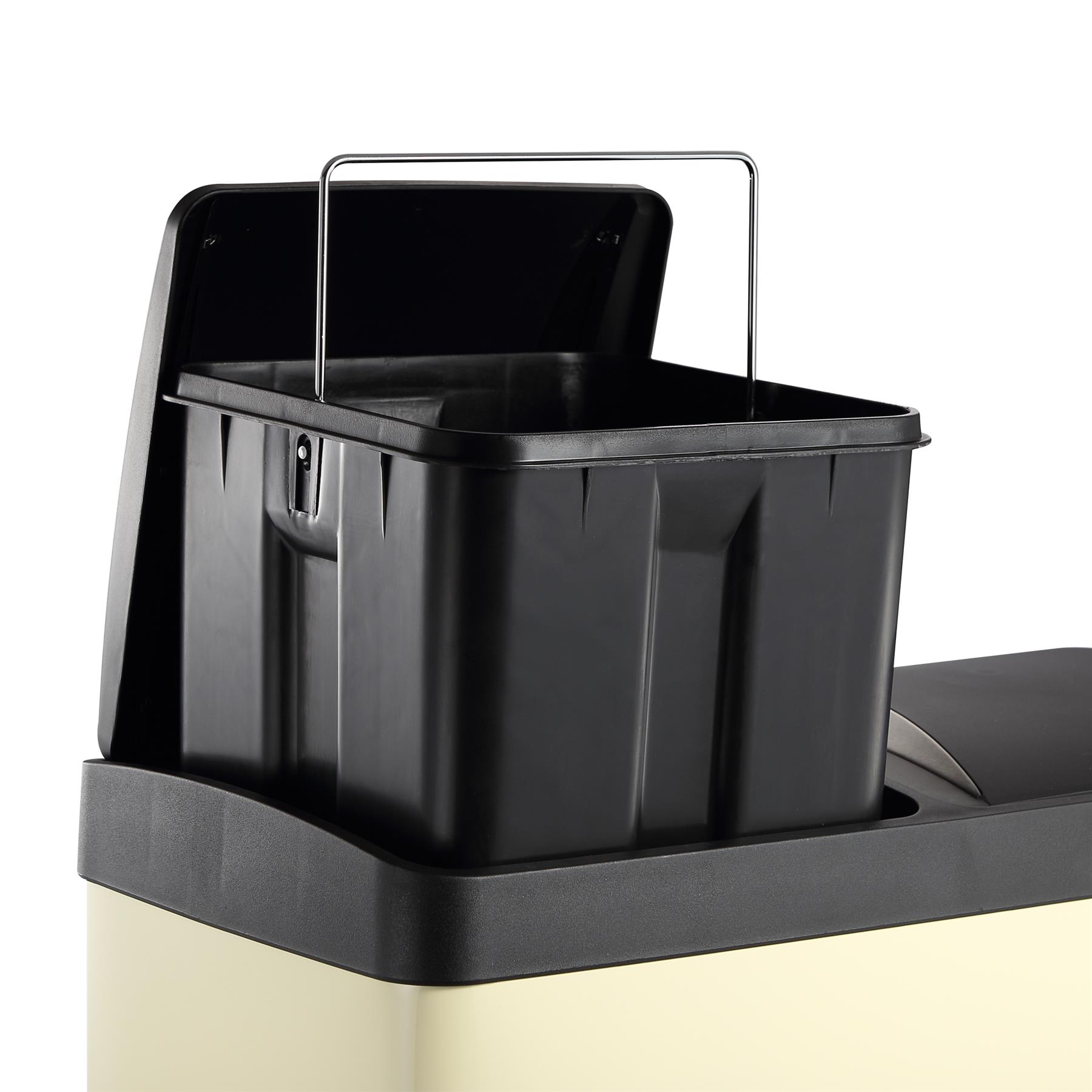 60L Dual Compartment Kitchen Rubbish Bin with Foot Pedal for Waste