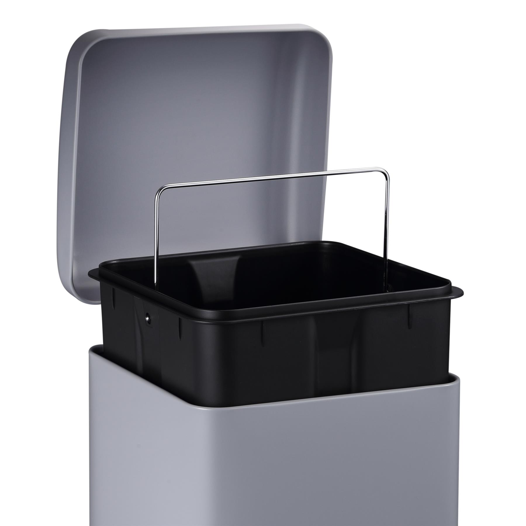 30L Steel Kitchen Rubbish Waste Bin with Foot Pedal and Soft Close Dome
