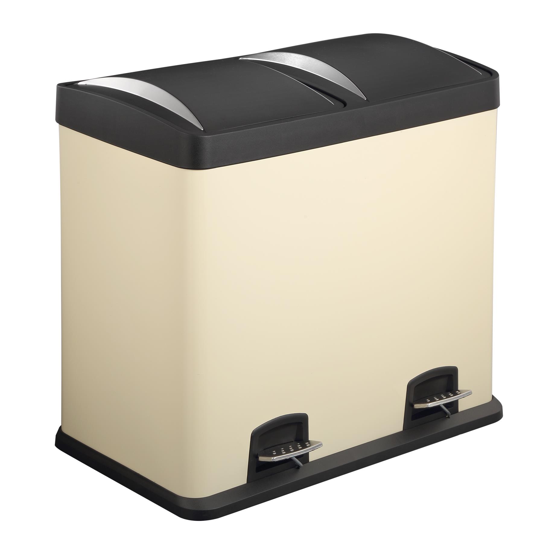 48L Dual Compartment Kitchen Rubbish Bin with Foot Pedal for Waste