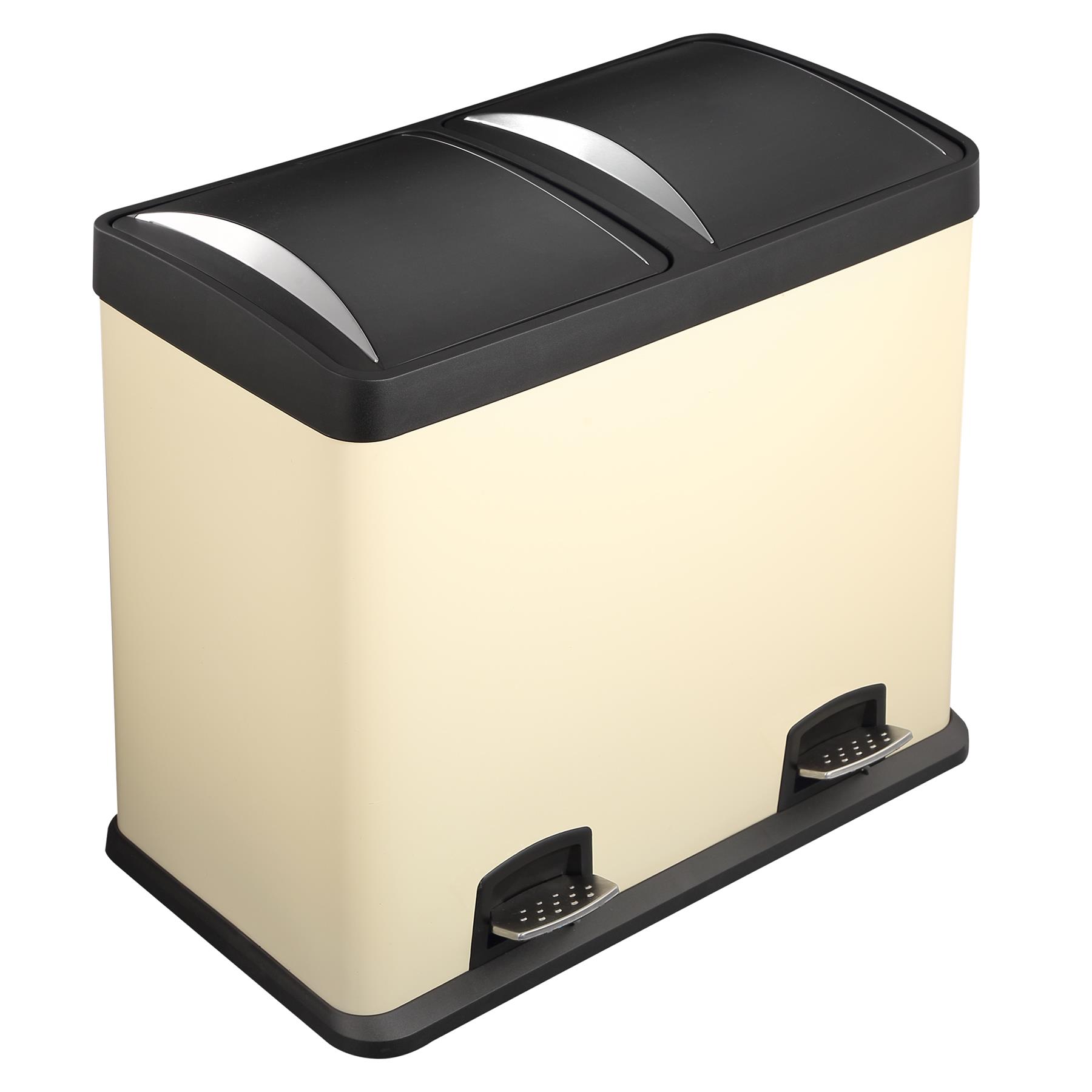 48L Dual Compartment Kitchen Rubbish Bin with Foot Pedal for Waste