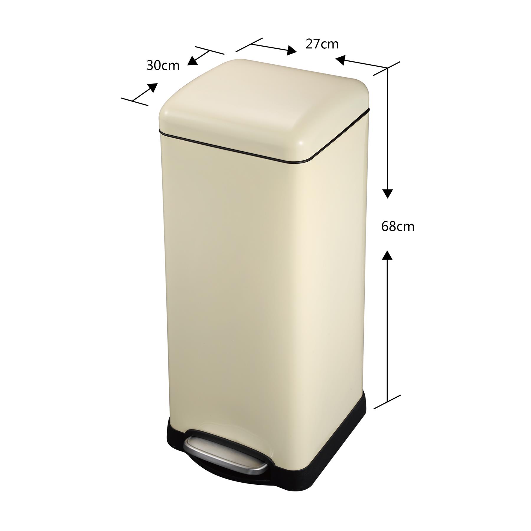 30L Steel Kitchen Rubbish Waste Bin with Foot Pedal and Soft Close Dome
