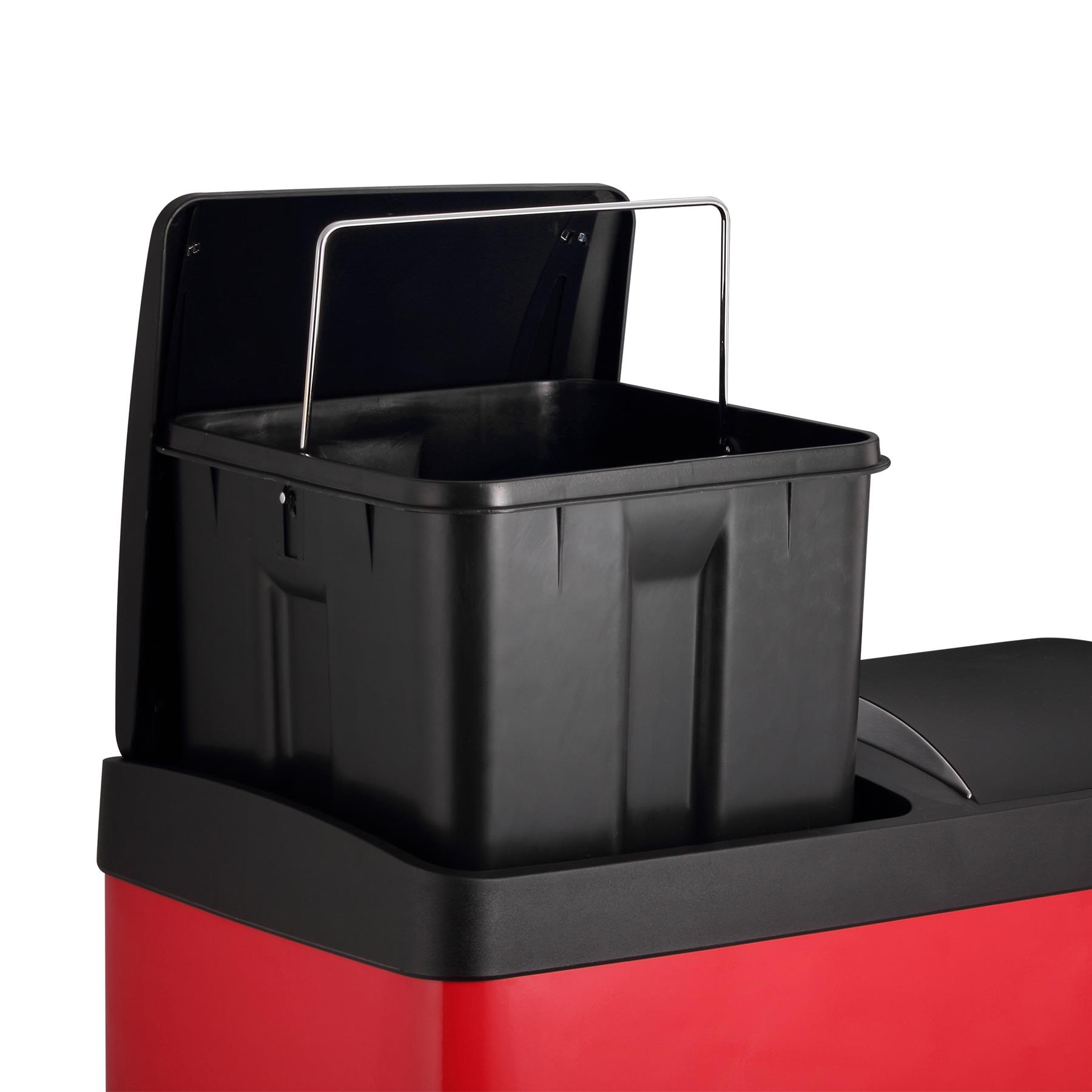 60L Dual Compartment Kitchen Rubbish Bin with Foot Pedal for Waste