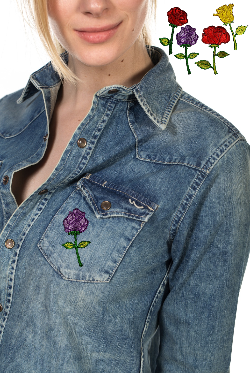 Rose Flower Patch Embroidered Iron On Patches Jacket Badge Dress Jeans