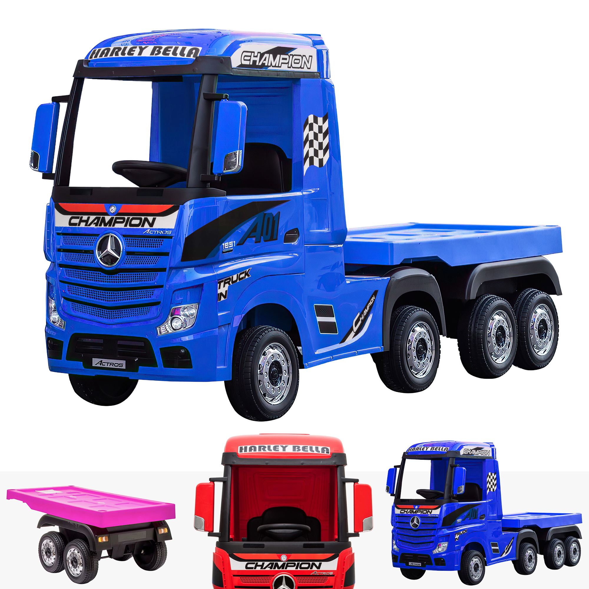 Mercedes Benz Actros 24v Battery Electric Ride-On Truck & Trailer EVA Wheels - Picture 14 of 17