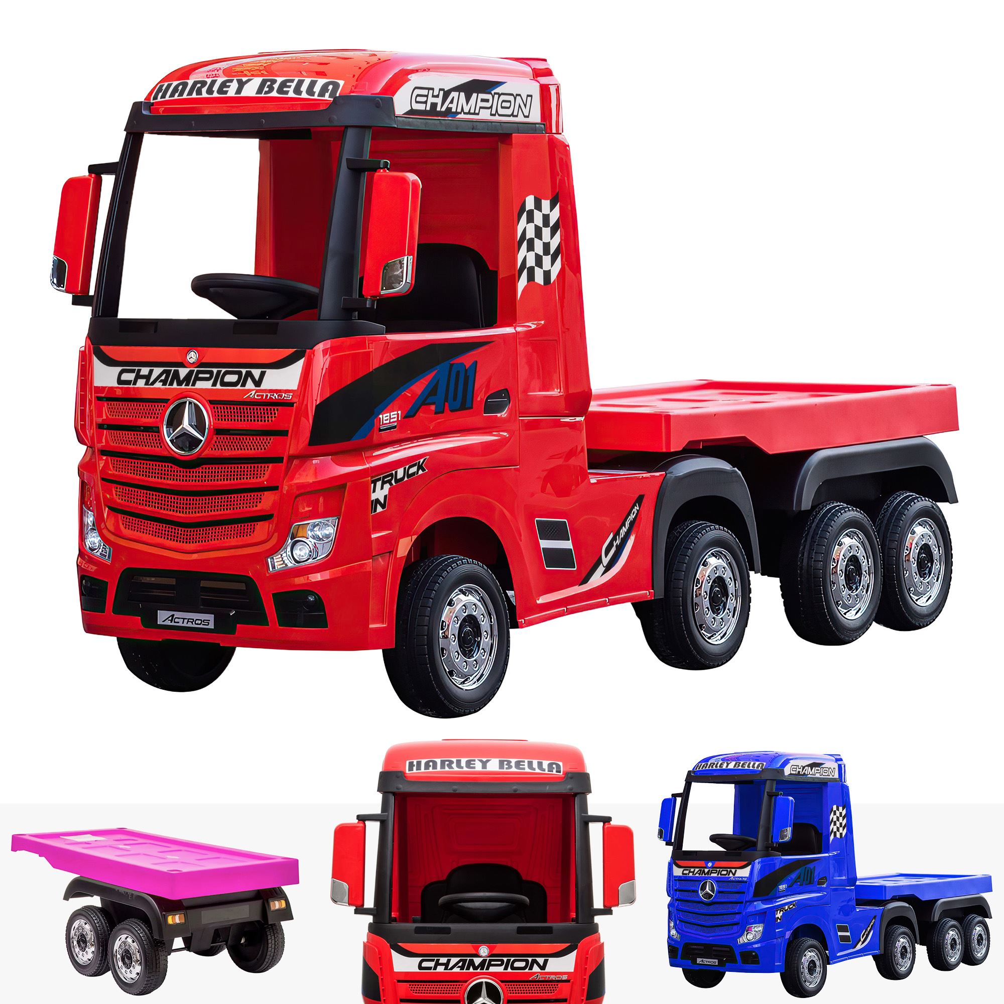 Mercedes Benz Actros 24v Battery Electric Ride-On Truck & Trailer EVA Wheels - Picture 16 of 17