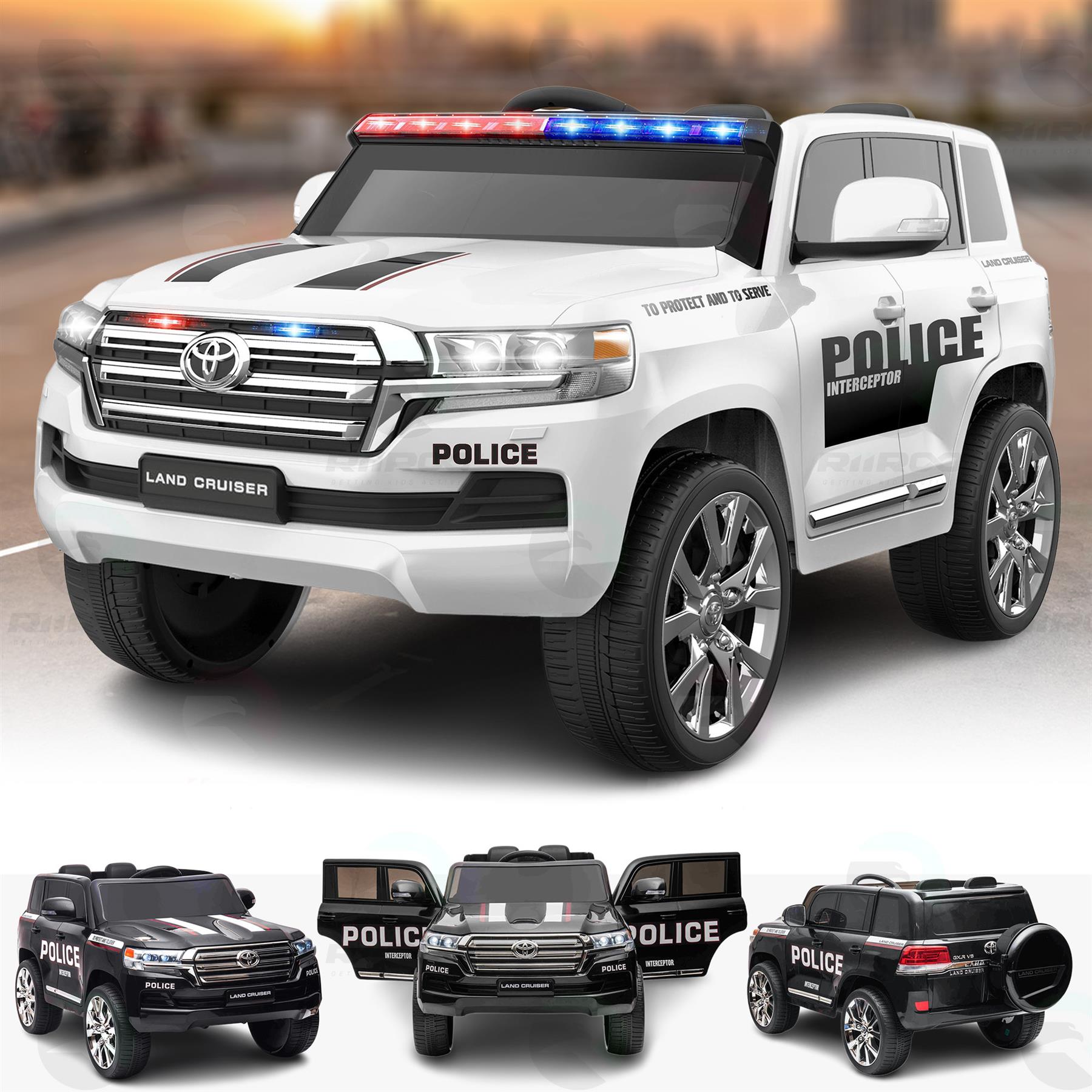 24V Toyota Land Cruiser Police Kids Ride-On Car with Lights & Remote Control - Picture 17 of 17