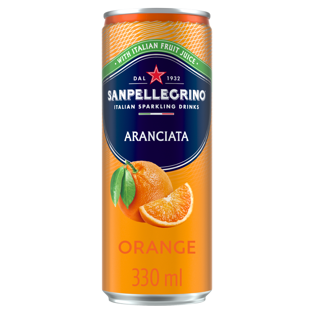 San Pellegrino Light Sparkling Orange (Aranciata) Drink 24 x 330ml Cans