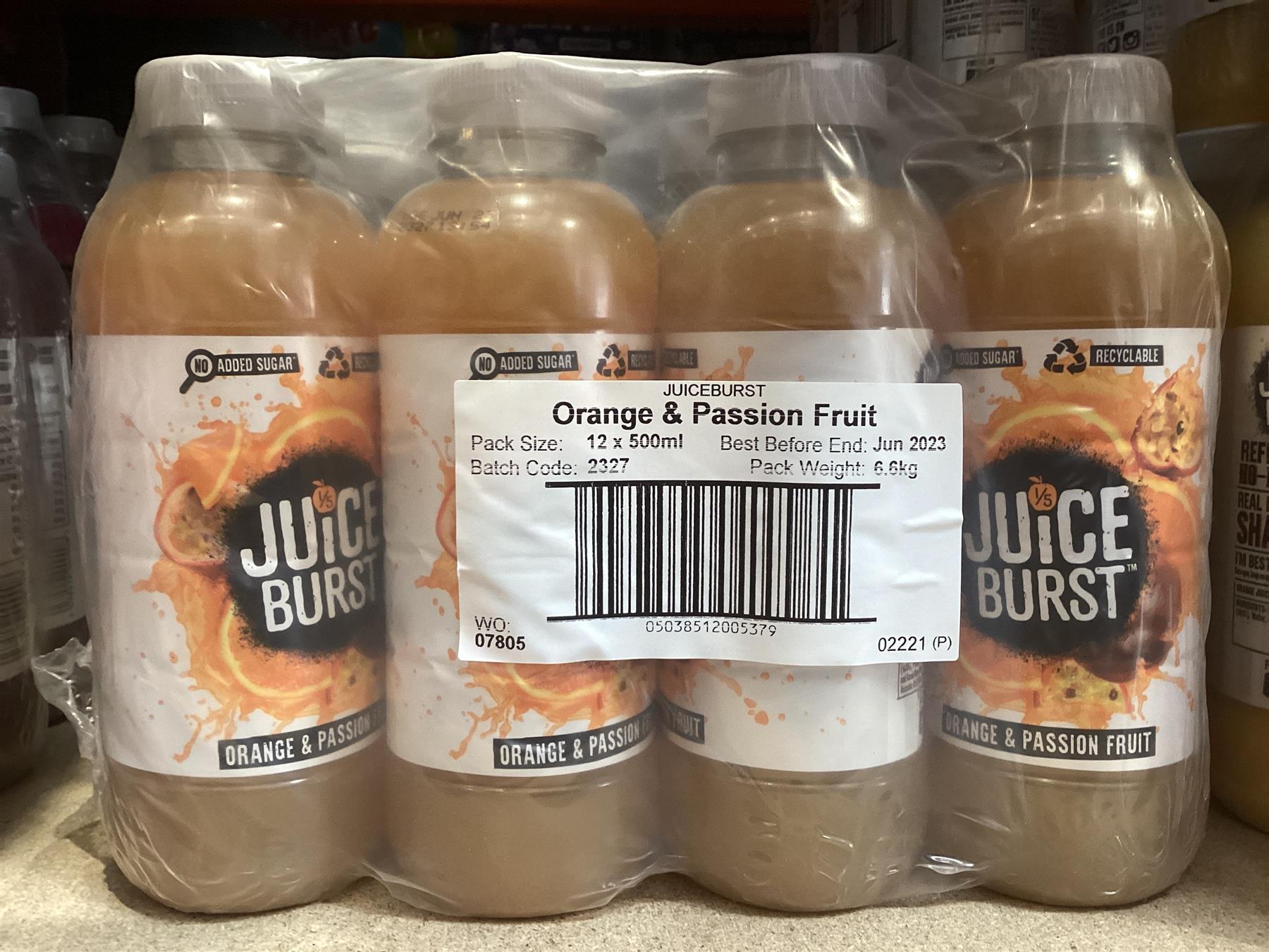 Juice Burst Orange & Passionfruit 12 x 500ml Bottles