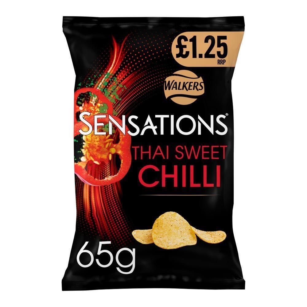 Walkers Sensations THAI SWEET CHILLI Crisps Grab Snacks 65g Bags