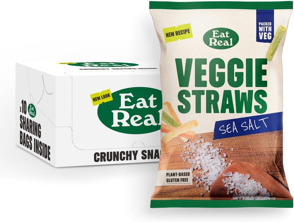 Eat Real Veggie Straws Salted Chips 10 X 110g Bags Gluten Free Snack UK