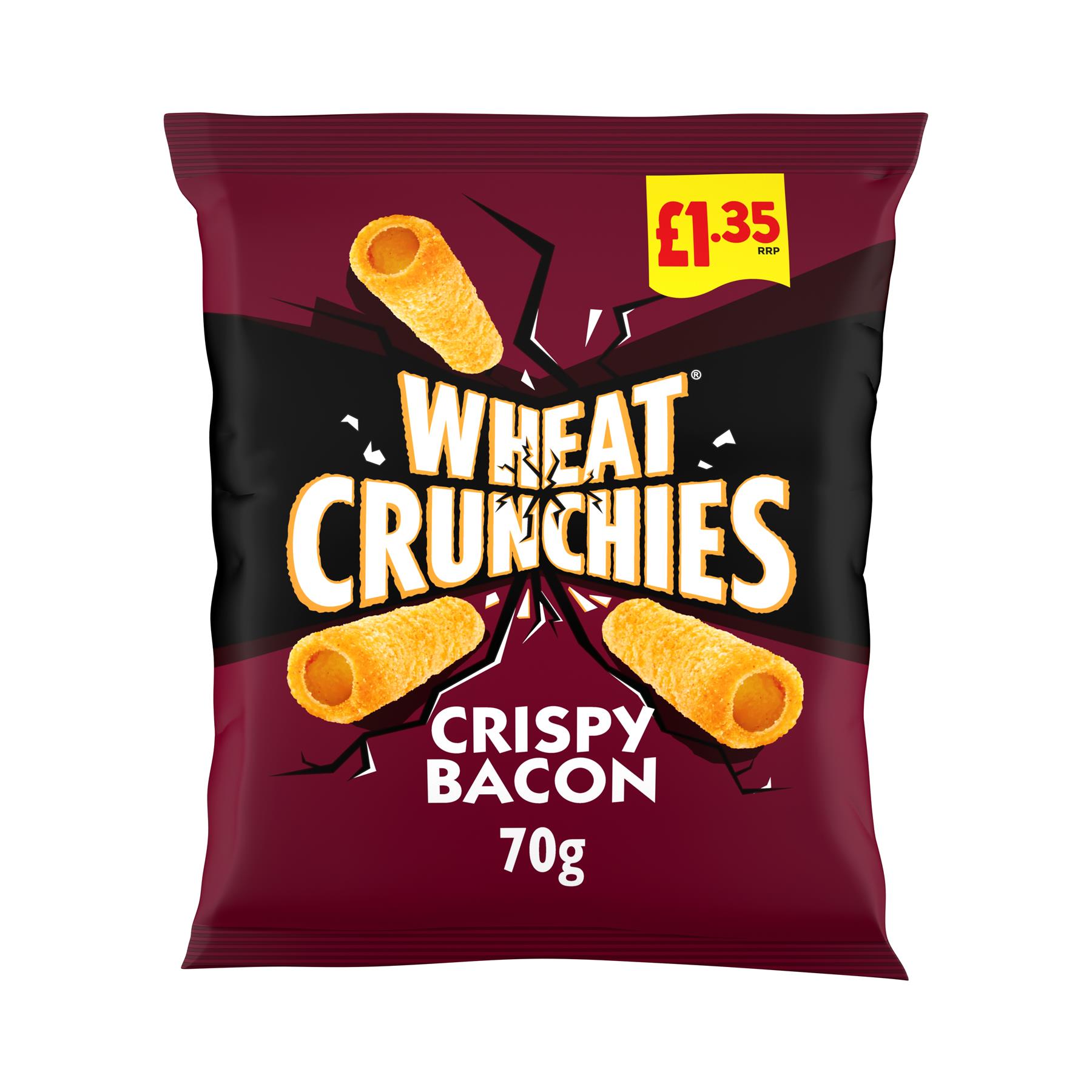 Wheat CRUNCHIES CRISPY BACON Crisps 70g Bags