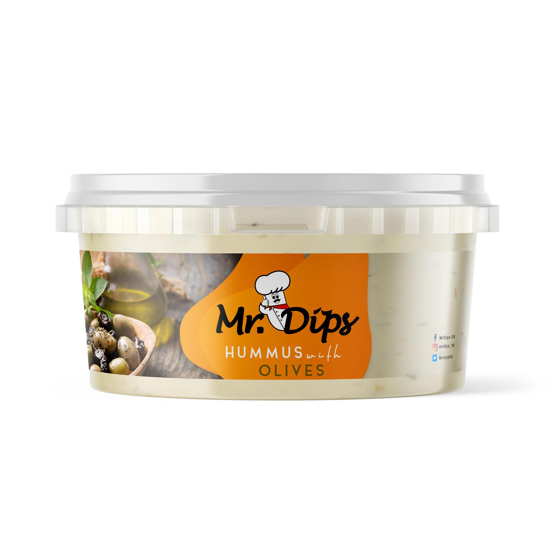 Mr Dips Hummus with Black Olive 2 x 400g Tubs