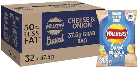 Walkers Baked CHEESE & ONION Crisps Snacks 37.5g Bags