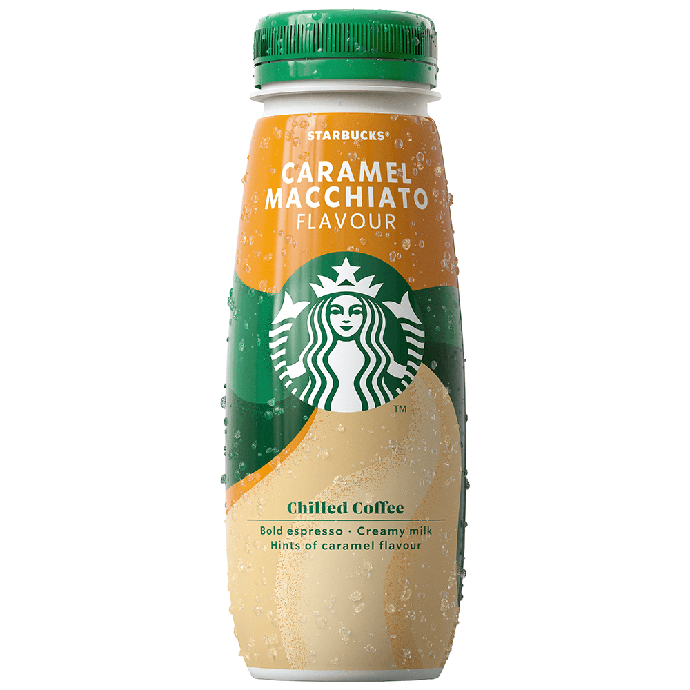 Starbucks Chilled Classics PET Cafe Caramel Macchiatto Coffee 8 x 220ml Cups - Iced Coffee Drink
