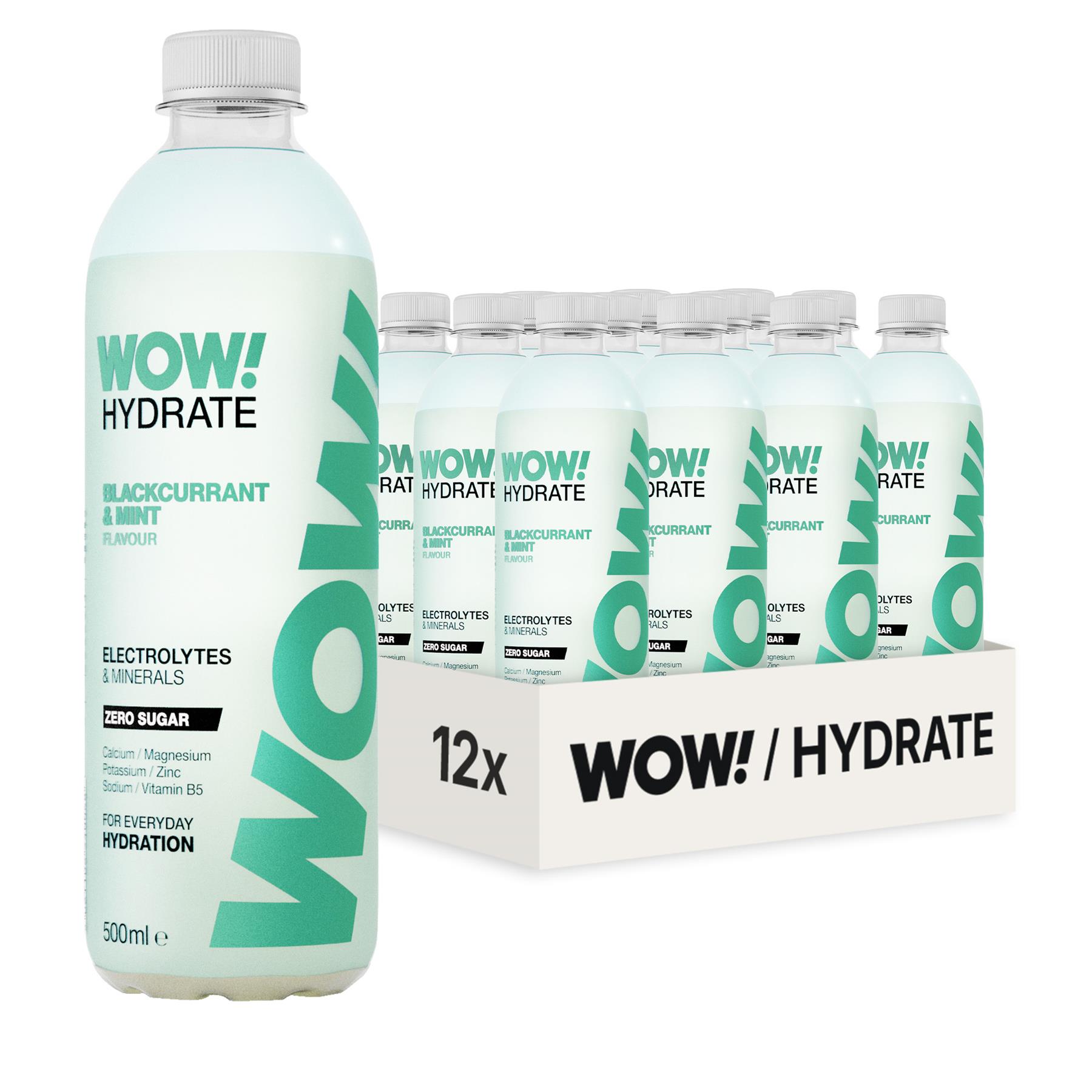 Wow Hydrate Electrolytes Blackcurrant Mint 12 x 500ml Bottles