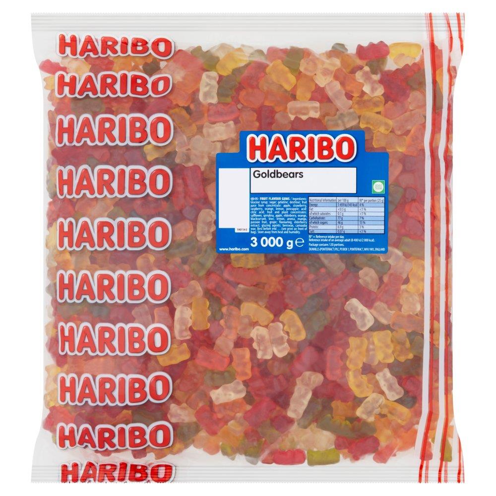 Haribo Goldbears Sweets Fruit Flavour Gums 1 x 3Kg Bag Bulk Pack For Parties