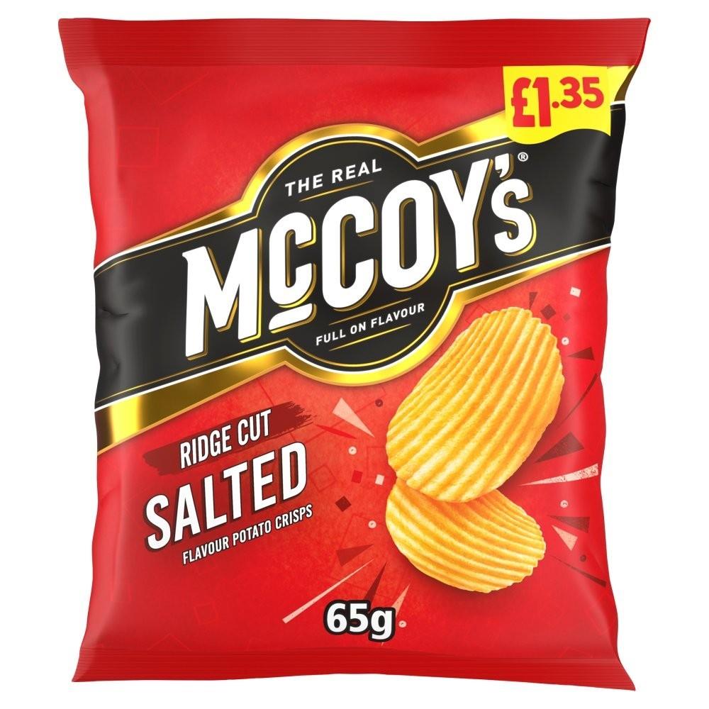 McCoy's Salted Ridge Cut Flavour Potato Crisps 20 x 65g Priced Bags