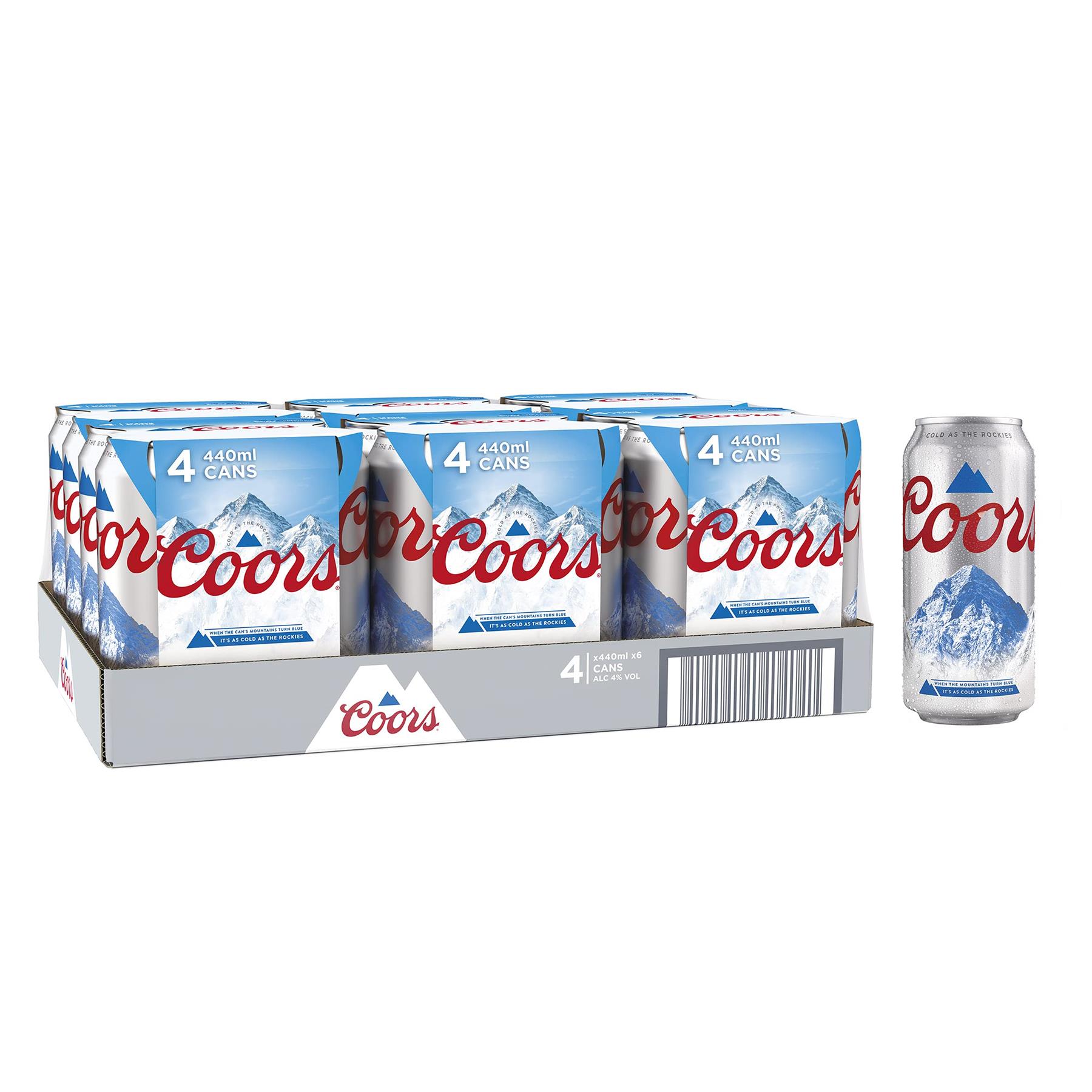 Coors Lager 3.4% Abv Beer 24 x 440ml Cans