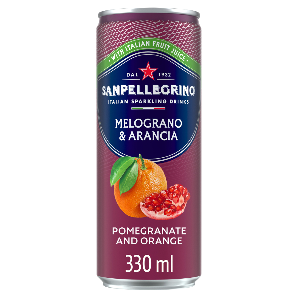 San Pellegrino Pomegranate & Orange (Melograno & Arancia) Drink 24 x 330ml Cans