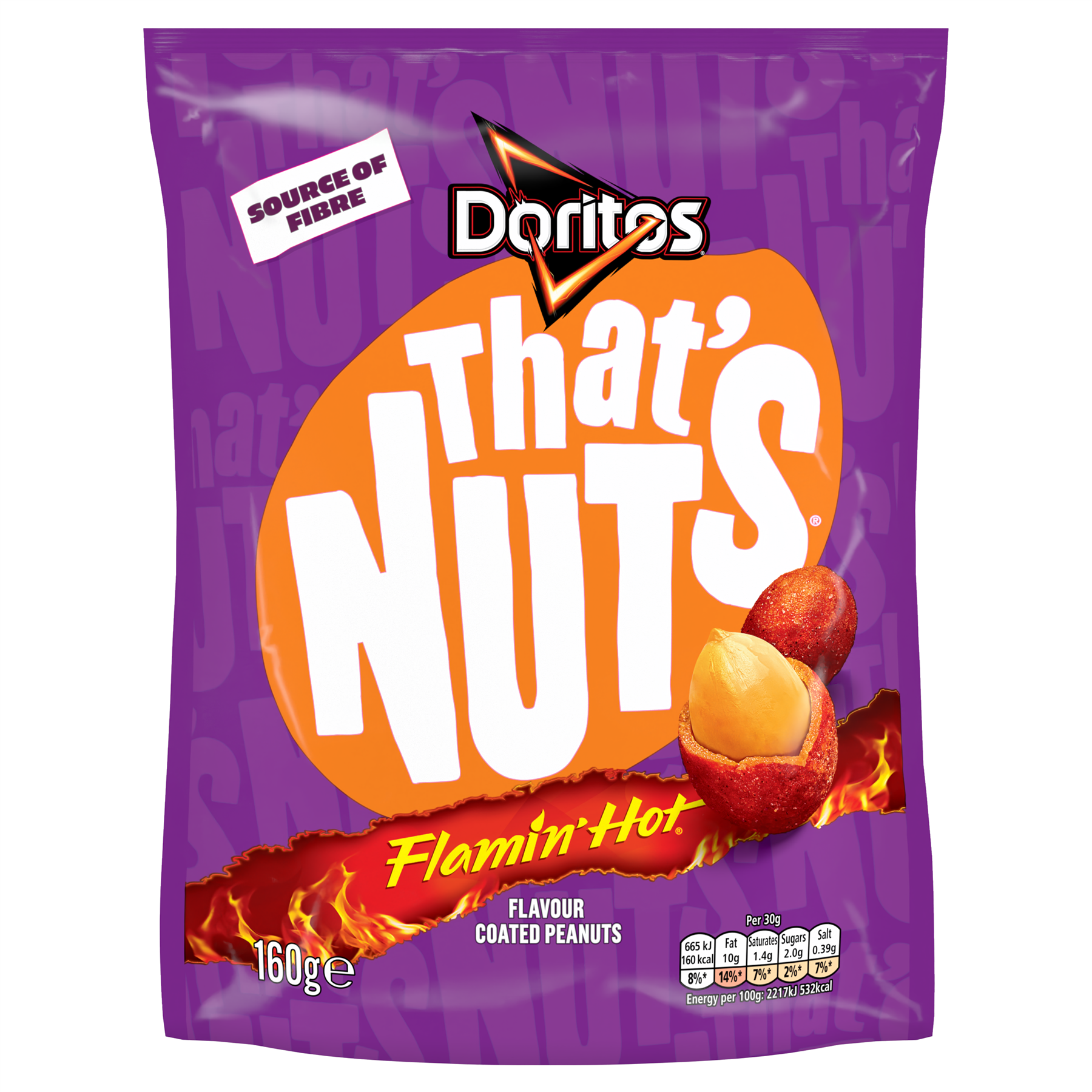 Doritos Thats Nuts Extra Flamin Hot 8 x 160g Packs Crunchy Coated Peanuts Vegetarian Snack