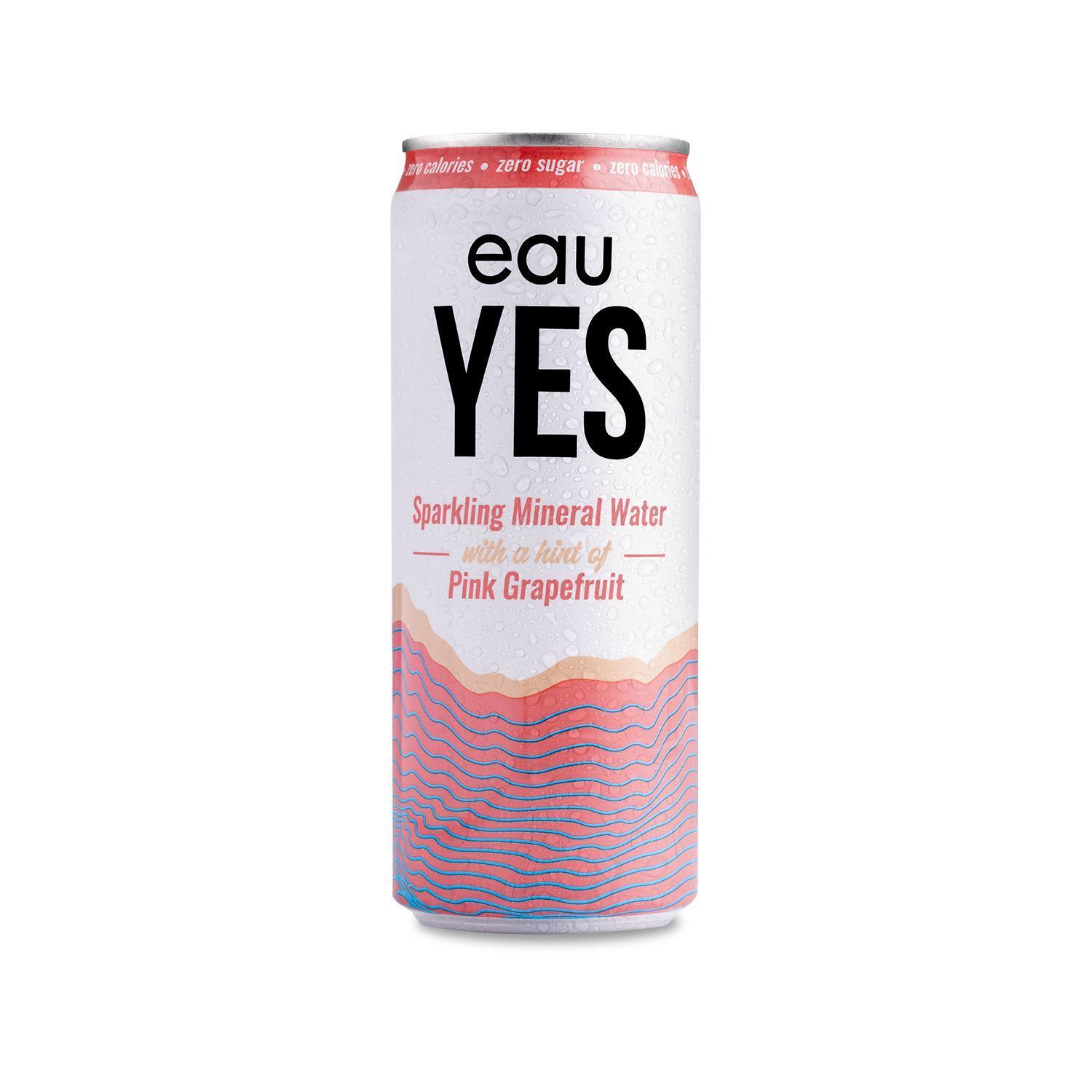 EauYes PINK GRAPEFRUIT Sparkling Mineral Water 330ml Can | Zero Sugar, Calories & Sweetners