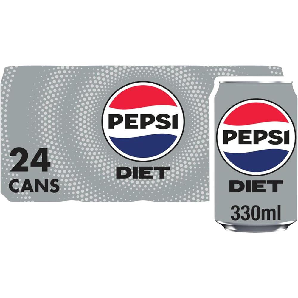 Diet Pepsi 24 x 330ml Cans - Refreshing Carbonated Soft Drink