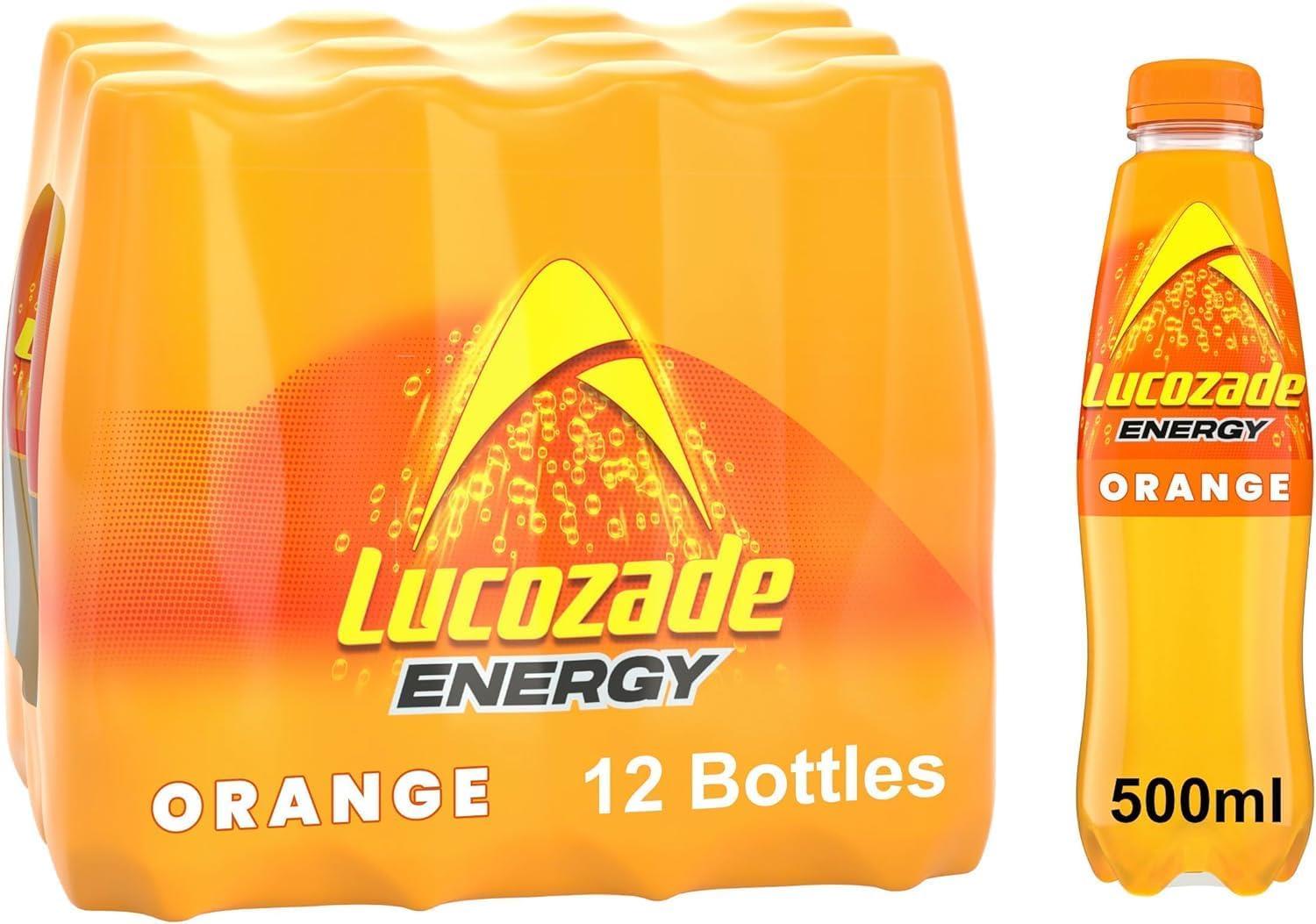 Lucozade Energy Fizzy ORANGE Drink 500ml Bottle