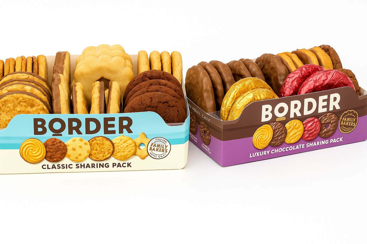 Border Biscuits Christmas Classic Sharing 400g & Luxury Chocolate Sharing 365g Boxes Border Biscuits Christmas Classic Sharing 400g & Luxury Chocolate Sharing 365g Boxes