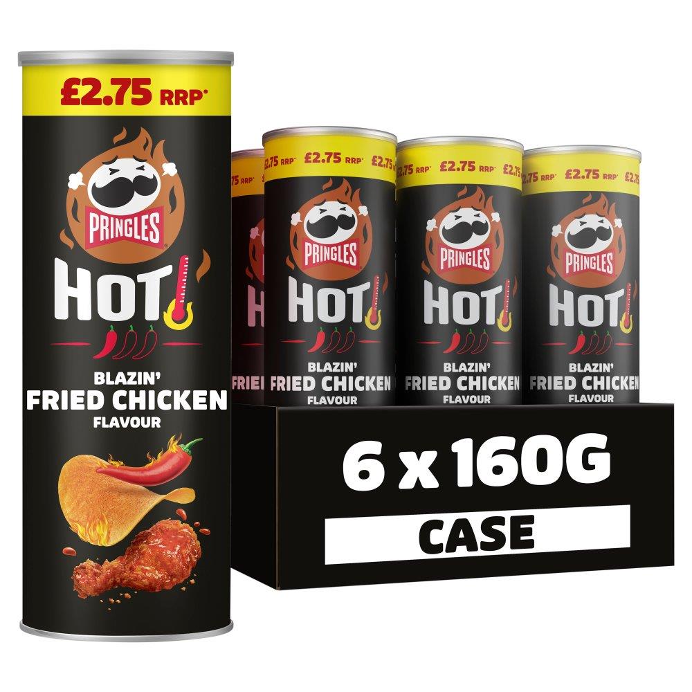 Pringles Blazin Fried Chicken Crisps 6 x 160g Priced Packs Sharing Snack Tubes