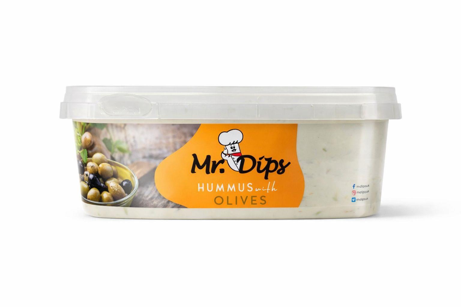 Mr Dips Hummus with Black Olive 2 x 1Kg Tubs