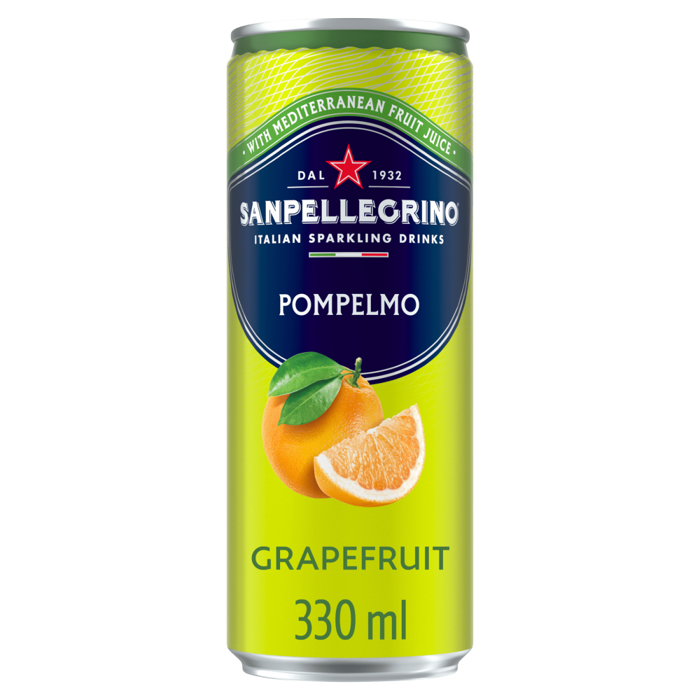 San Pellegrino Pompelmo Italian Tastefully Light Sparkling Grapefruit 12 x 330ml Cans