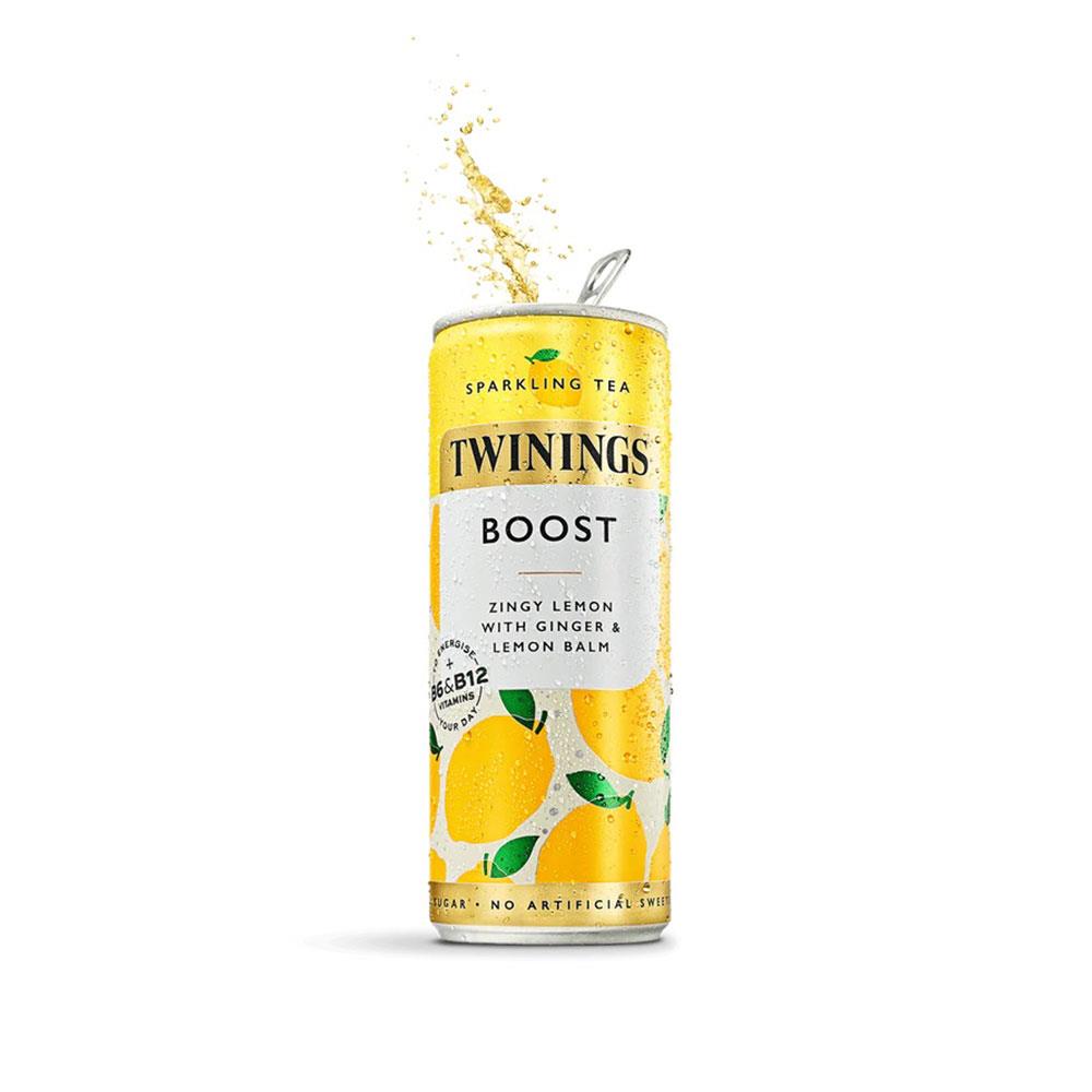 Twinings Sparkling Tea Boost 12 x 250ml Lemon Ginger Vegan Sparkling Drink