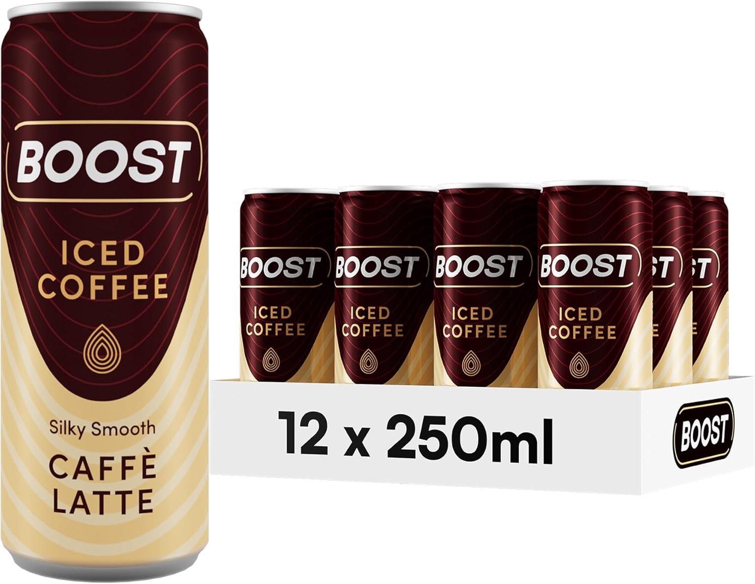 Boost Iced Coffee Caffe Latte 12 X 250ml Cans High Caffeine Cold Coffee Drink