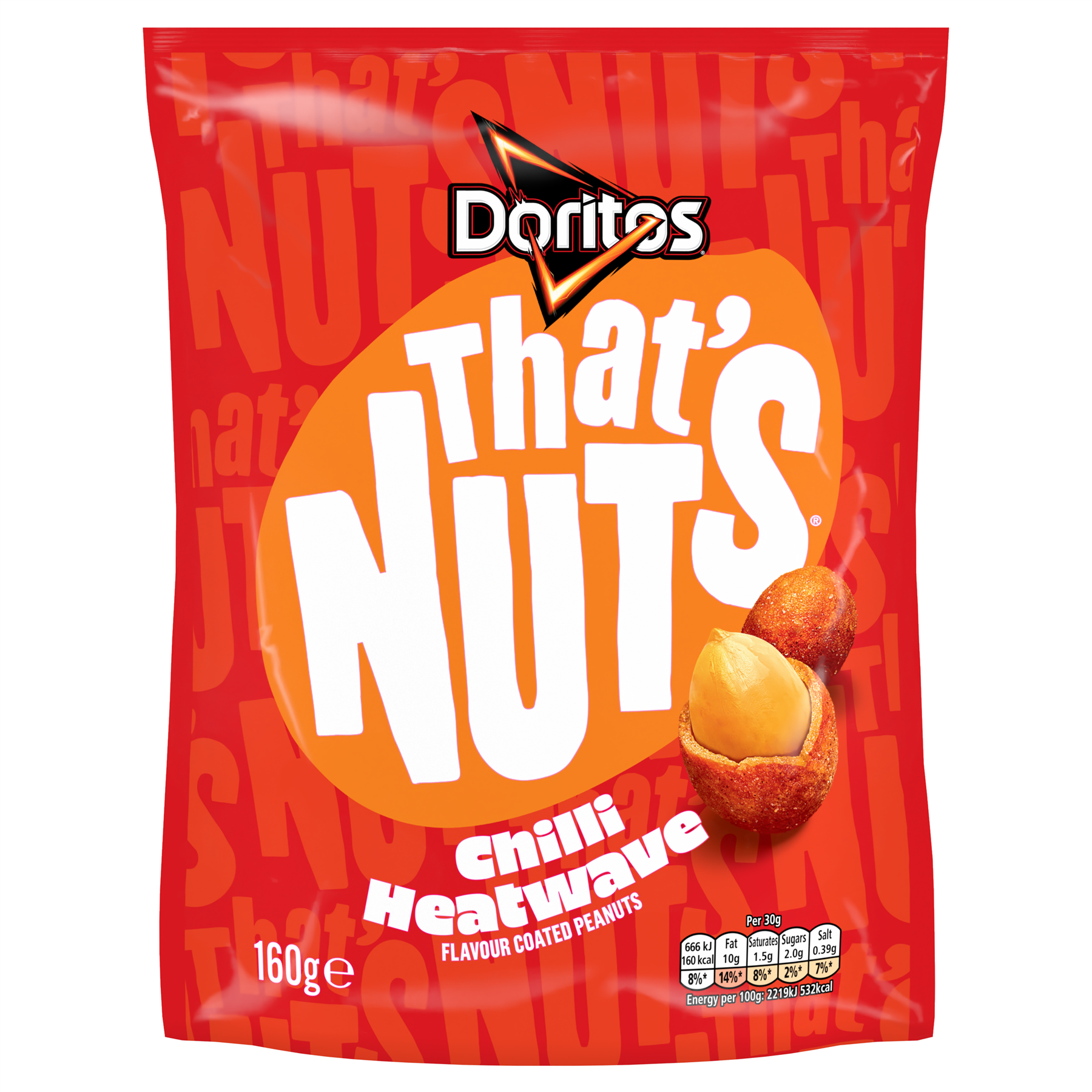 Doritos Thats Nuts Chilli Heatwave 8 x 160g Packs Crunchy Coated Peanuts Vegetarian Snack