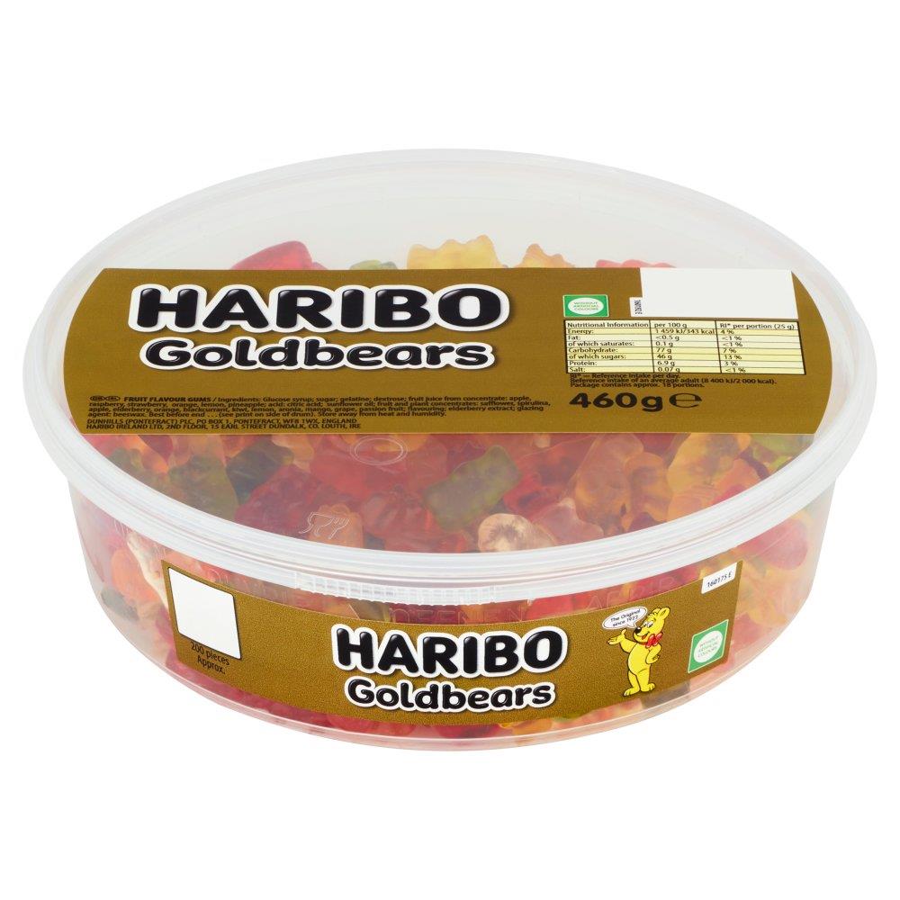 Haribo Goldbears Jelly Fruit Flavour Sweets 1 x 460g Tub Chewy Gummy Candy For Sharing Parties And E