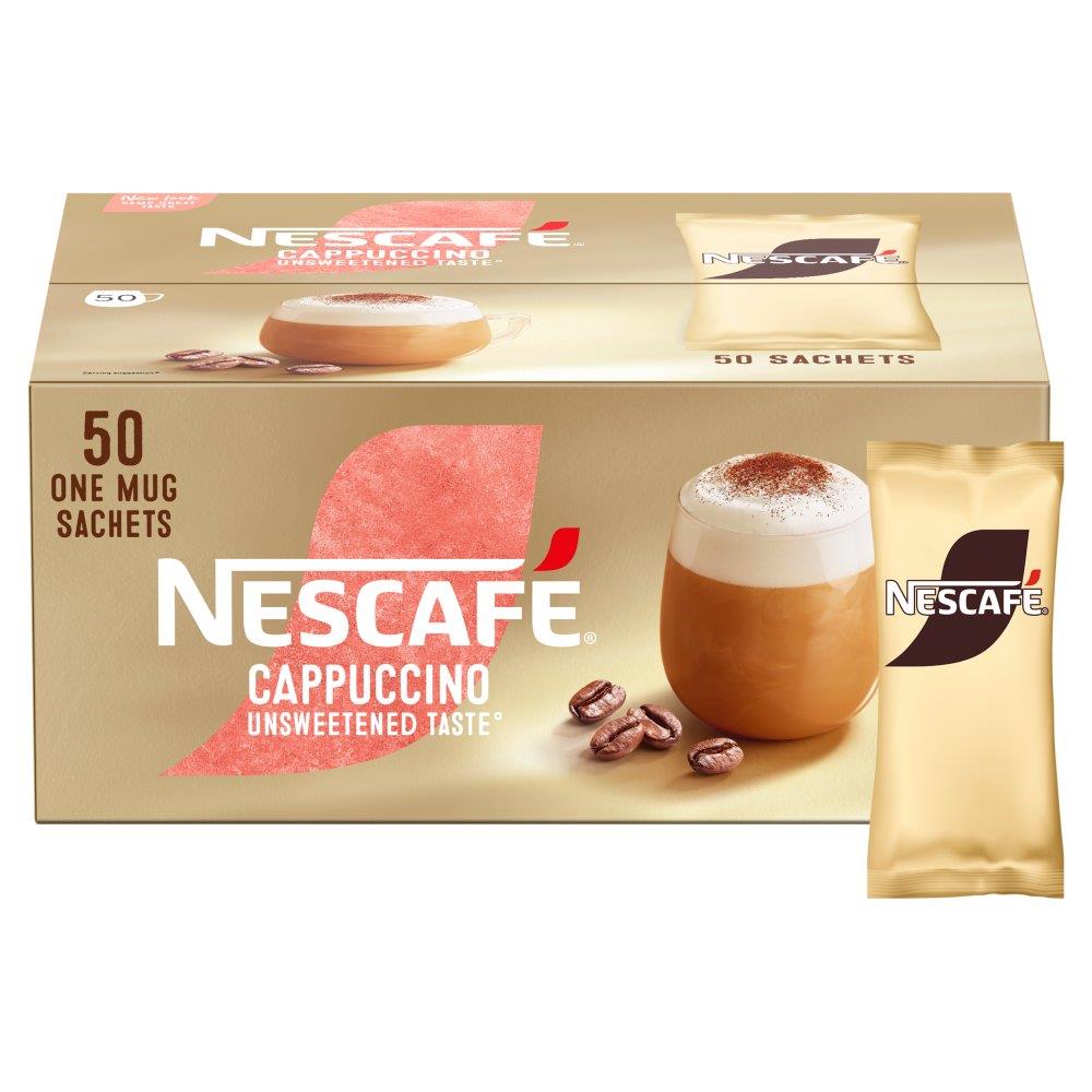 NESCAFE Gold Unsweetened Cappuccino Sachets 50 x 14.2g Box NESCAFE Gold Unsweetened Cappuccino Sachets 50 x 14.2g Box