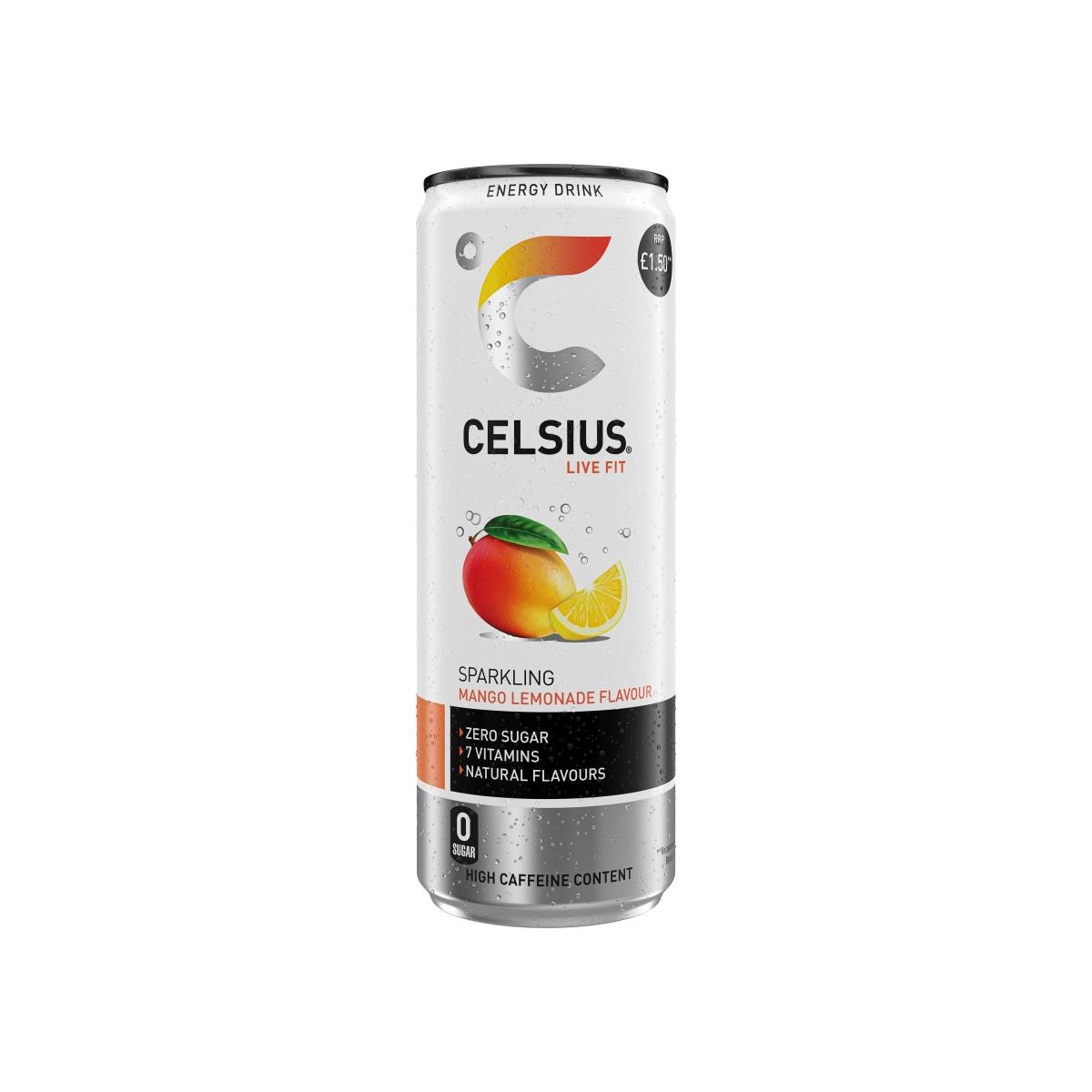 Celsius Mango Lemonade Energy Drink 12 x 355ml PMP Cans