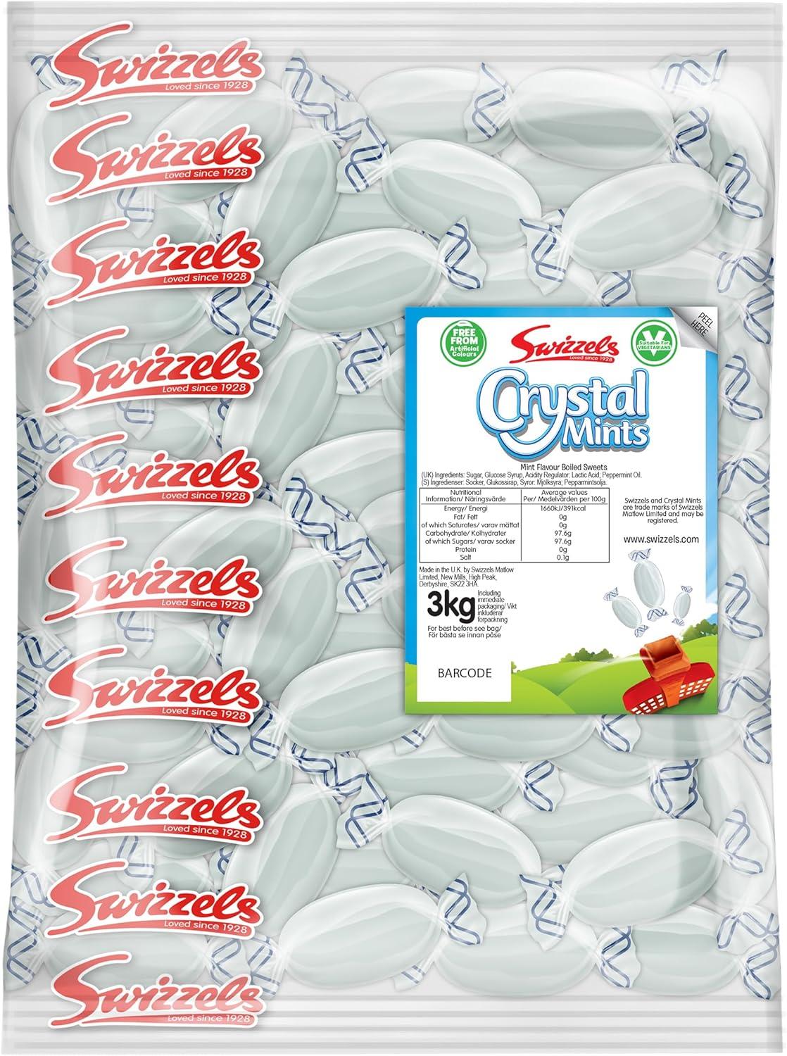 Swizzels Crystal Mints Sweets Bag 1x 3kg - Individually Wrapped Sweet Candy