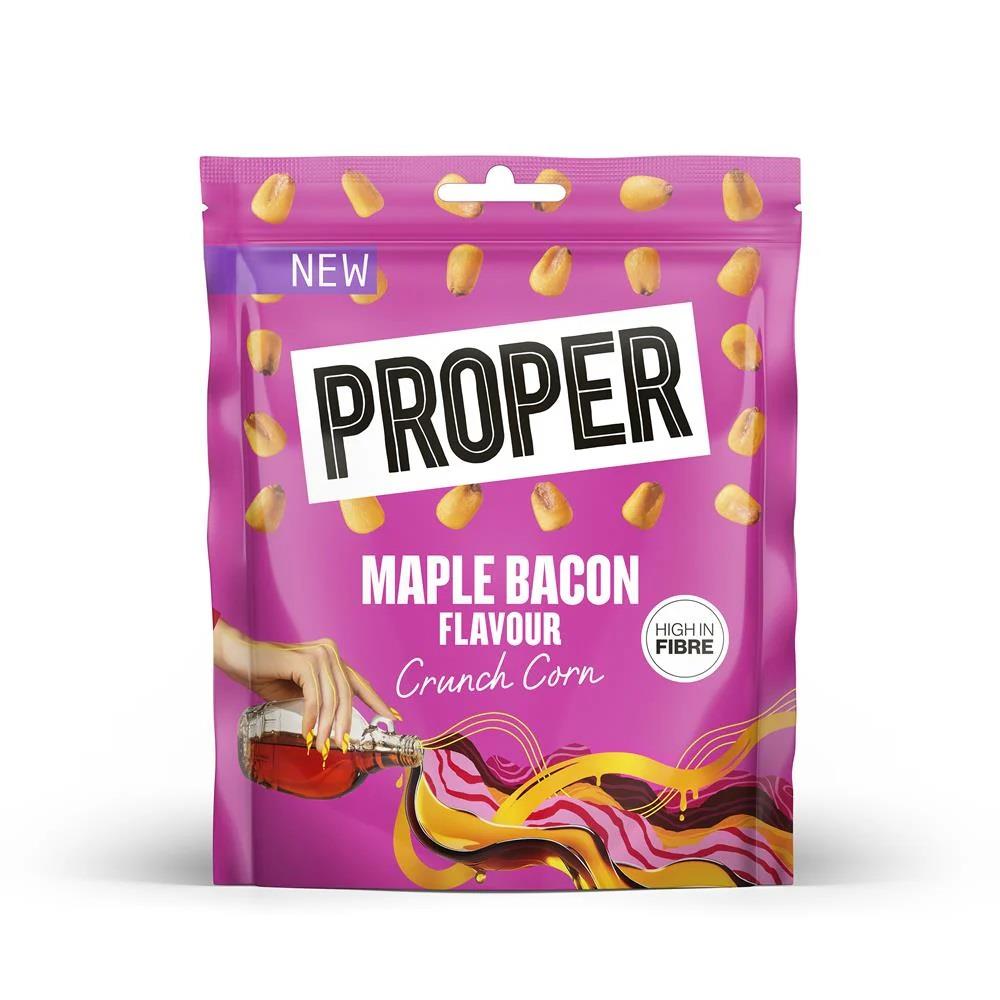 Proper Crunch Maple Bacon Crunch Corn 8 X 125g High Fibre Gluten Free Vegan Snack Mix UK