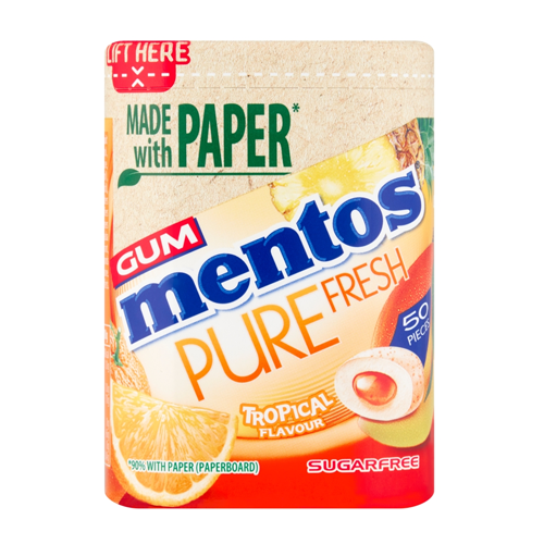 Mentos Pure Fresh Tropical Sugar Free Gum 6 X 100g Bottles