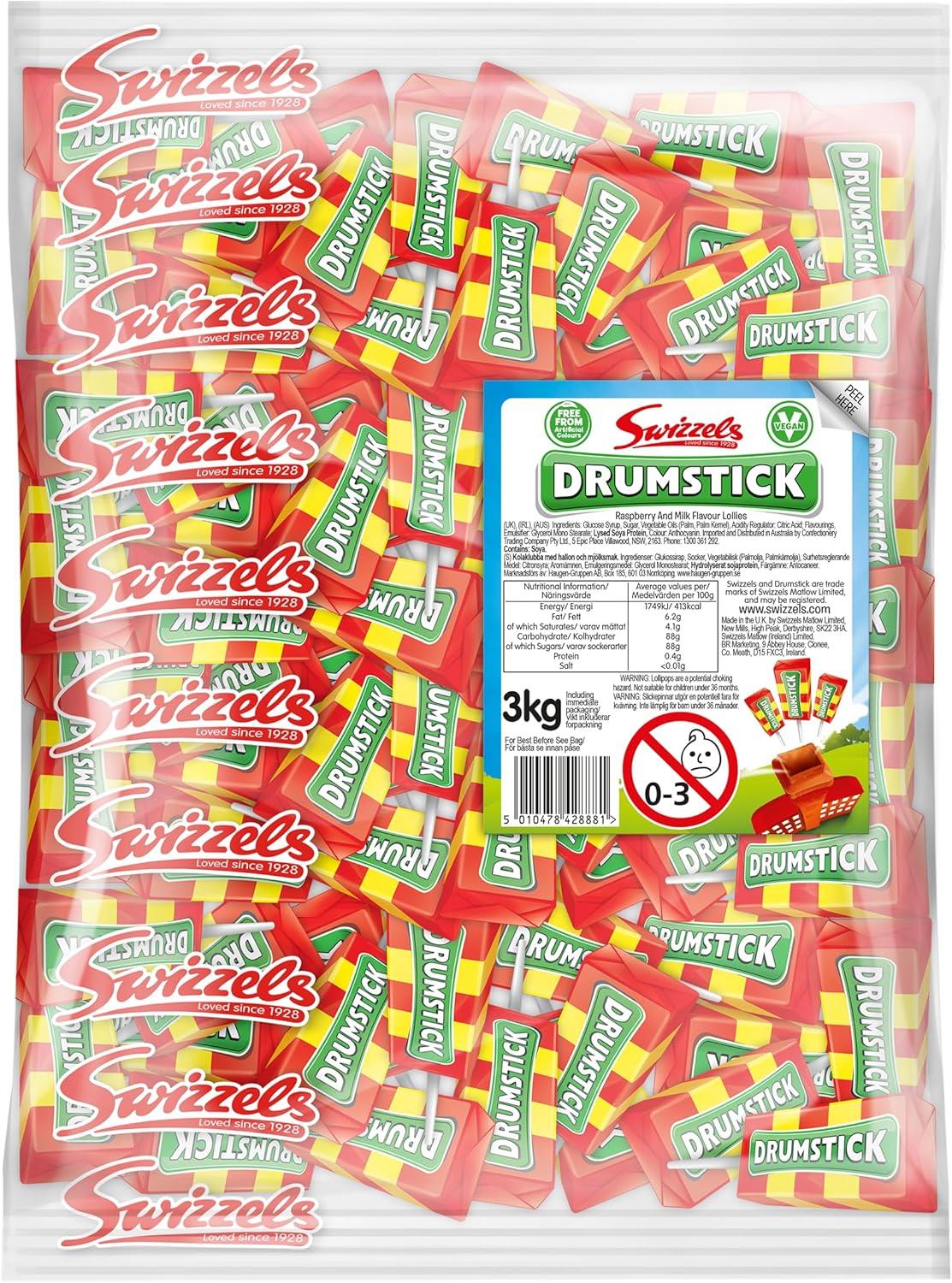 Swizzels Drumstick Lollies Sweets 1 x 3kg Bag - Individually Wrapped Sweet Candy