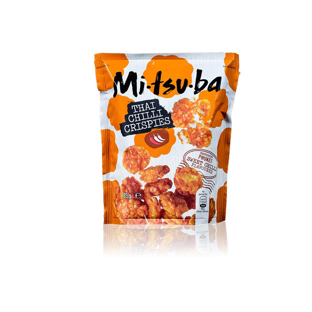 Mitsuba Thai Chili Crispies 6 x 85g Packs Spicy Crunchy Snack With Thai Red Chilli Flavor