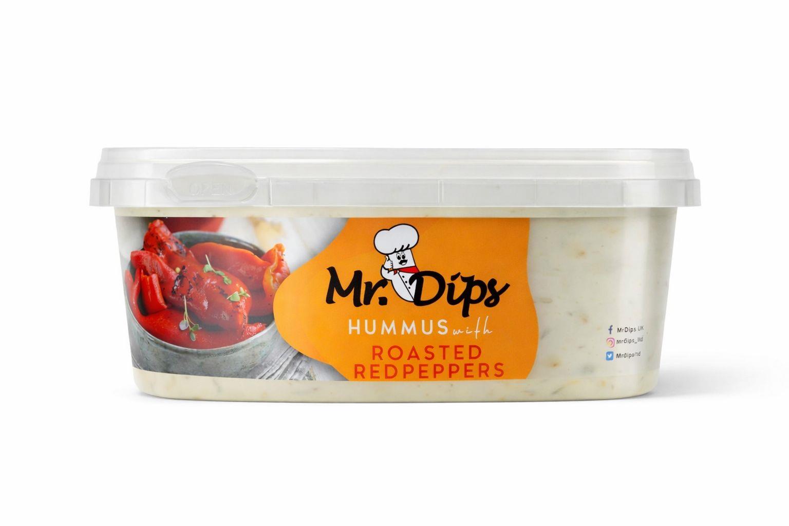 Mr Dips Hummus With Roasted Red Pepper 2 x 1Kg Tubs