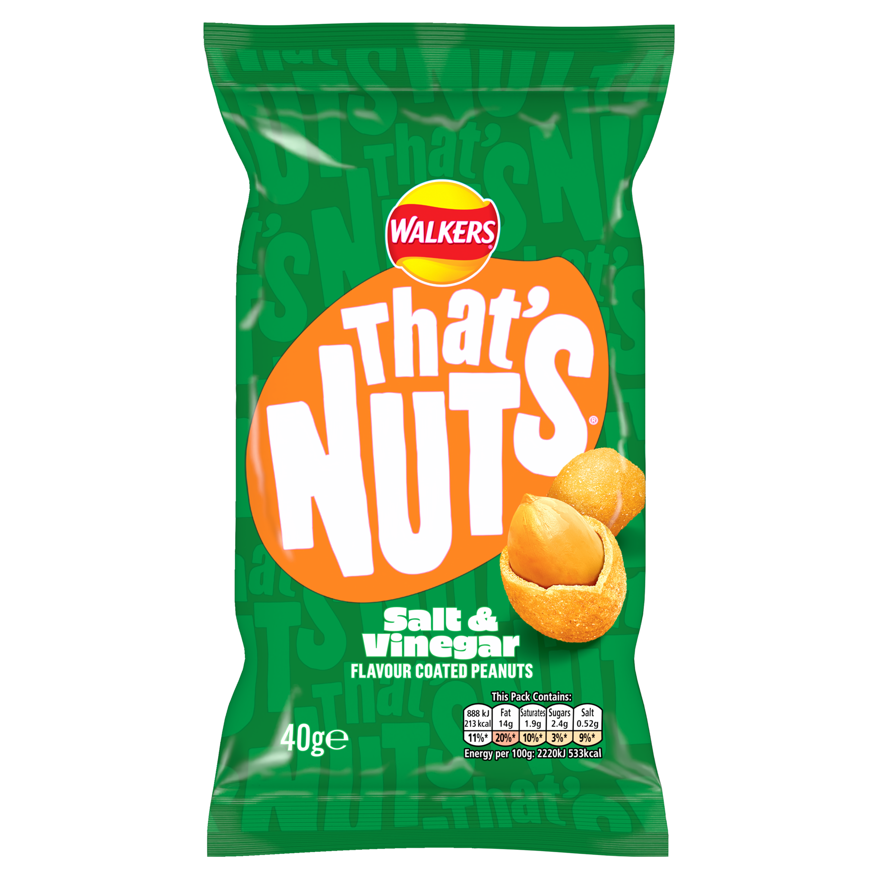 Walkers Thats Nuts Salt & Vinegar Counter Top 20 x 40g Packs Sealed Fresh Grab And Go Snack