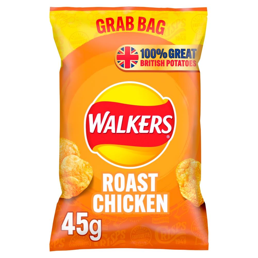 Walkers Roast Chicken Grab Bags Crisps 32 x 45g Packs
