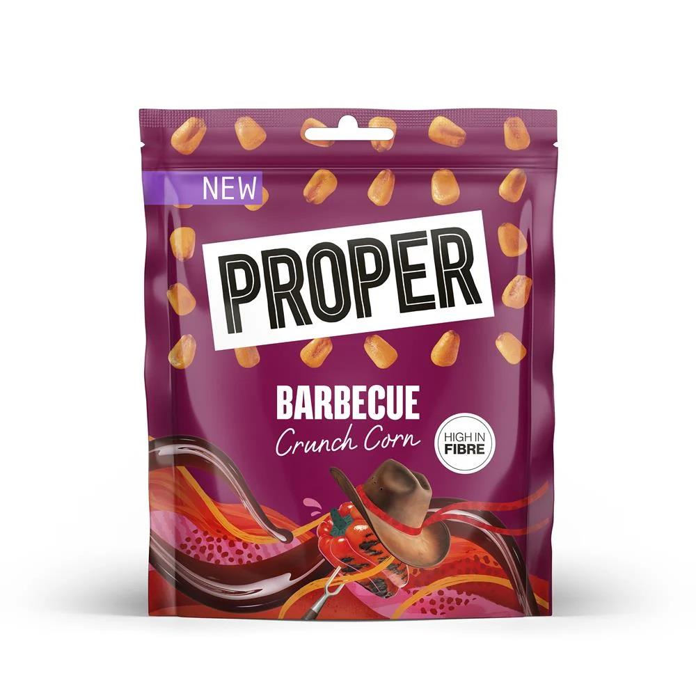Proper Crunch Barbecue Crunch Corn 8 X 125g High Fibre Gluten Free Vegan Snack Mix UK
