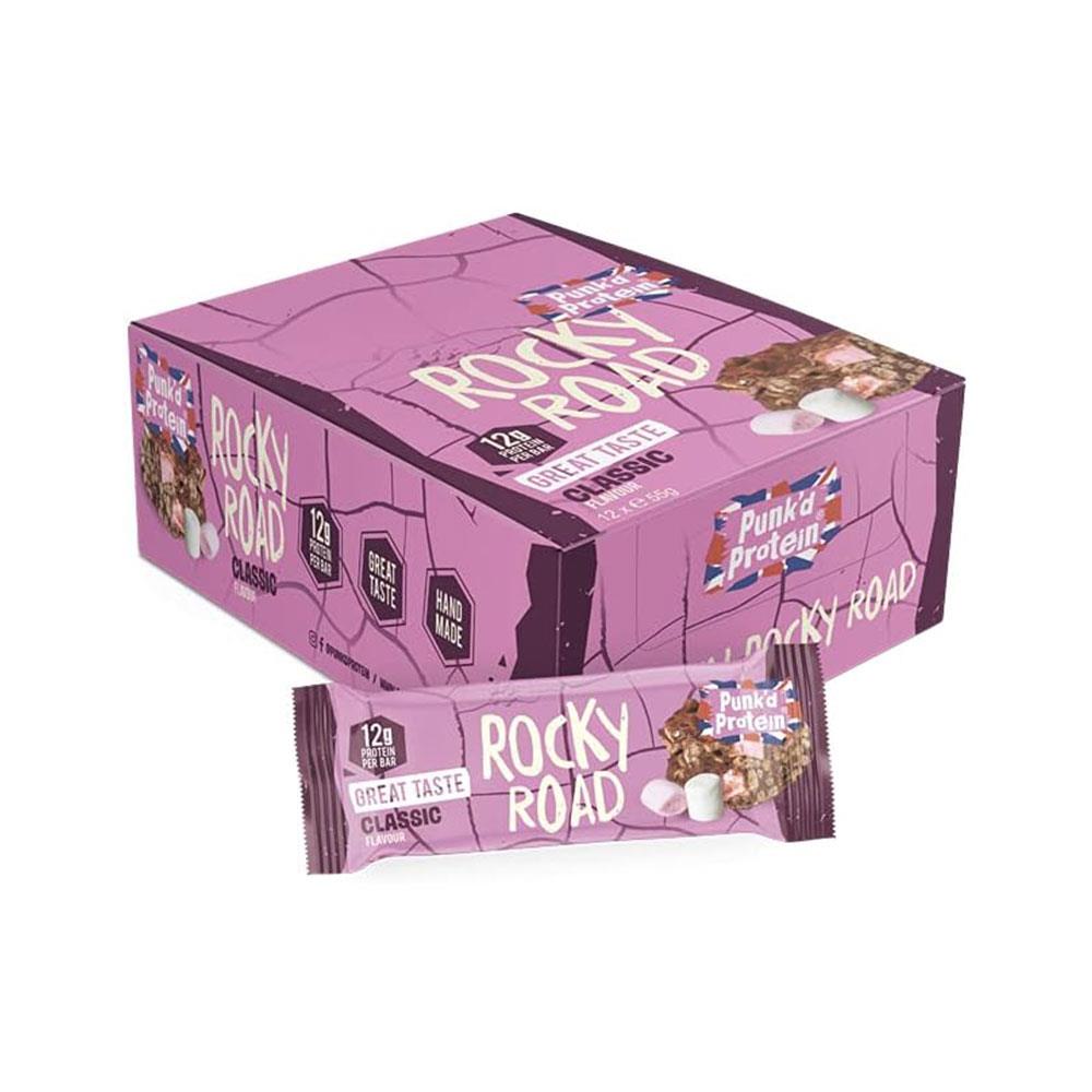 Punkd Protein Classic Rocky Road 12 x 55g – Chocolate Snack With 12g Protein Per Bar