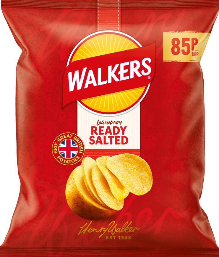 Walkers READY SALTED Crisps 32 x 32.5g PM Bags - Flavoured Crunch Healthy Snacks
