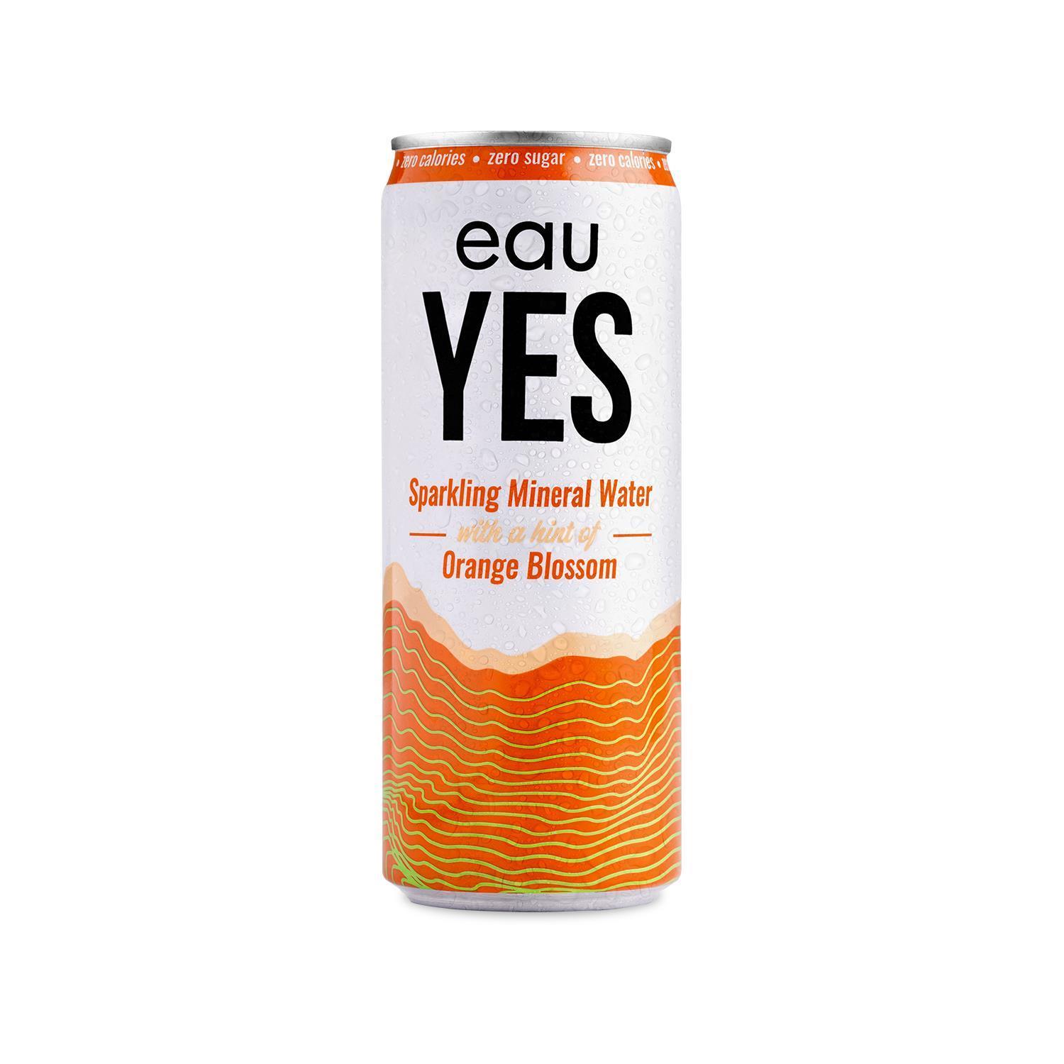 EauYes ORANGE BLOSSOM Sparkling Mineral Water 330ml Can | Zero Sugar, Calories & Sweetners