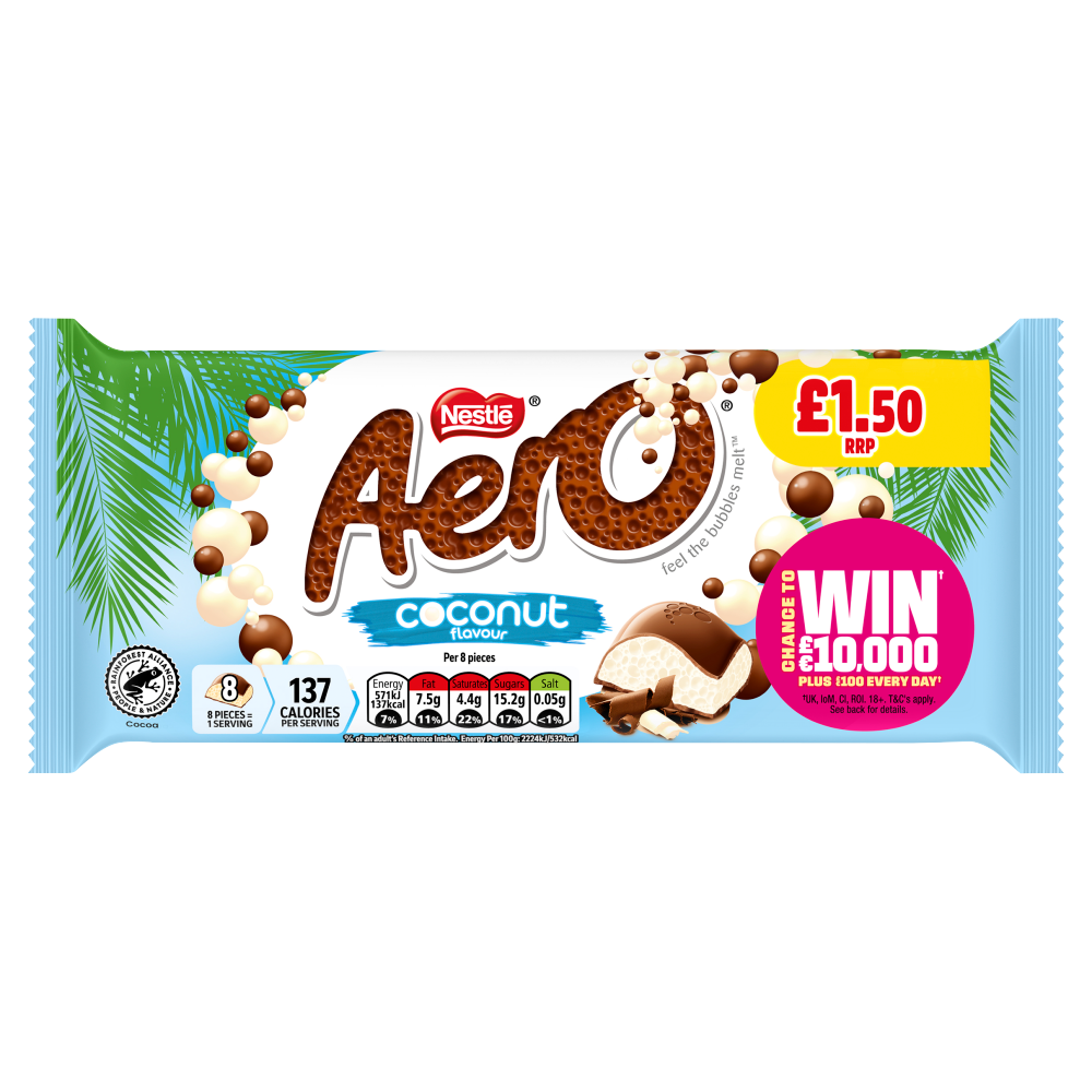 Aero Coconut Block Chocolates 15 x 90g PMP Sharing Blocks | Nestle UK